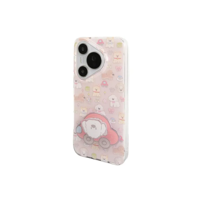 Sopi Acrylic Material Car Floral Puppy Stand Phone Cases Compatibility Huawei Mate 70/60/50 Pro/Pura 70/70 Pro+-2