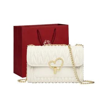 Old Man's Head Cow Leather Chain Crossbody Bag Regular Women's Elegant White