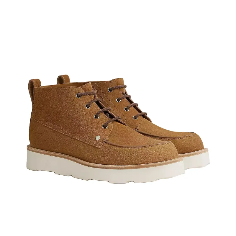 HERMES Kristopher Ankle Boots 4cm Men's Smoky Brown-2