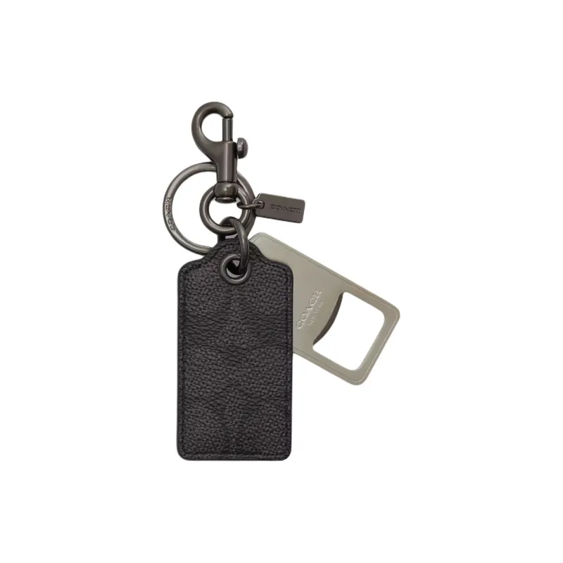 COACH Leather, Coated Canvas Keychains Men's Brown-0
