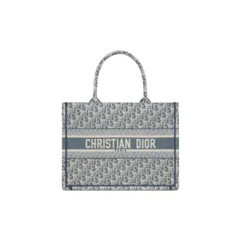 DIOR Cotton Tote Bag Shopping Bag Handbag Medium Size Women's Blue