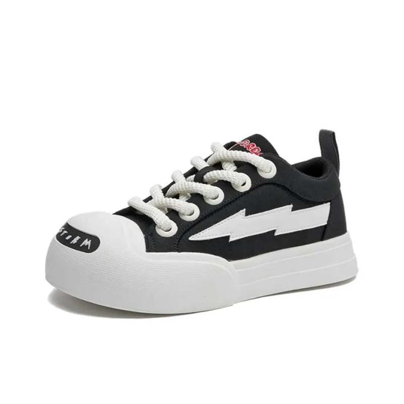 VFTS Lightning Puffy Shoes Slip Resistant Height Increasing Low Top Skateboard Shoes Unisex Vintage Black-2