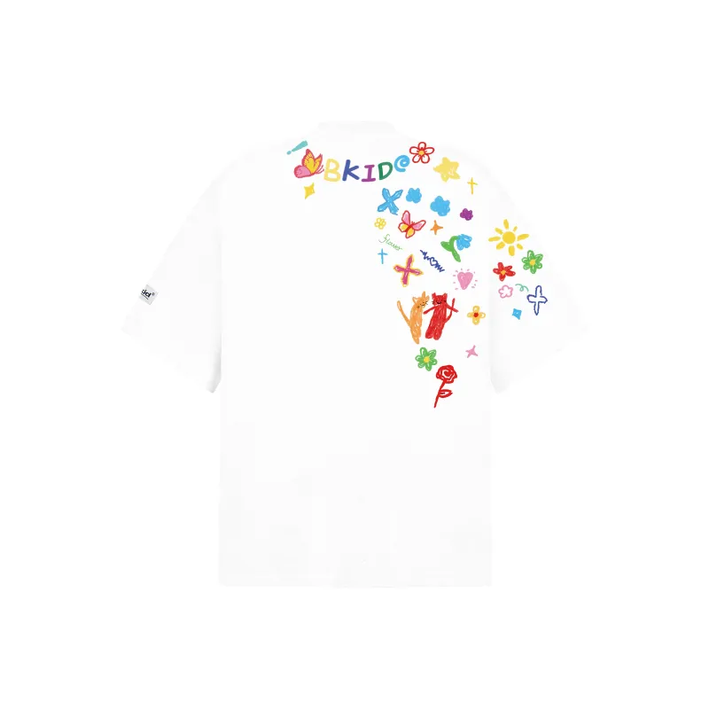 M MAICCO Cartoon Graffiti Letter Print Loose Fit Casual Heavyweight Short Sleeved T Shirts Unisex-3