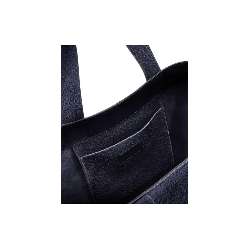 EMPORIO ARMANI Bonded Leather Tote Bag, Shopping Bag, Shoulder Bag, Handbag Extra Large Men's Navy Blue-4