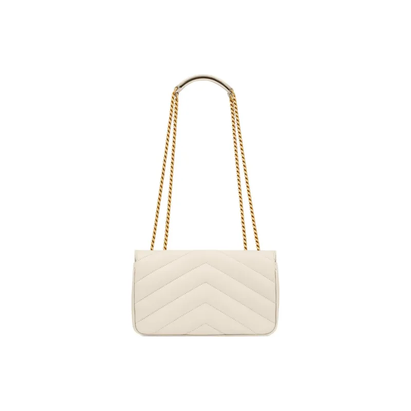 SAINT LAURENT LOULOU Sheepskin Shoulder Bag Small Size Women's Ecru-3