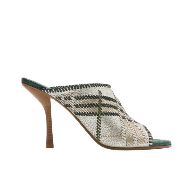 Burberry Slide Slippers 9cm Women's Green-1