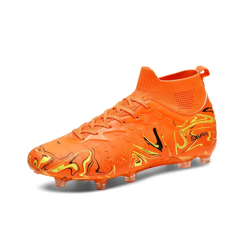 Binary FG Firm Ground Cushioning Abrasion Resistant Lightweight Slip Resistant Soccer Shoes Unisex Coral Orange-1