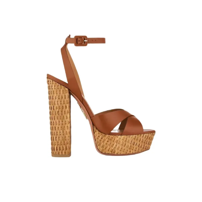 AQUAZZURA Sunseeker One Strap Sandals 14cm Women's Brown-1