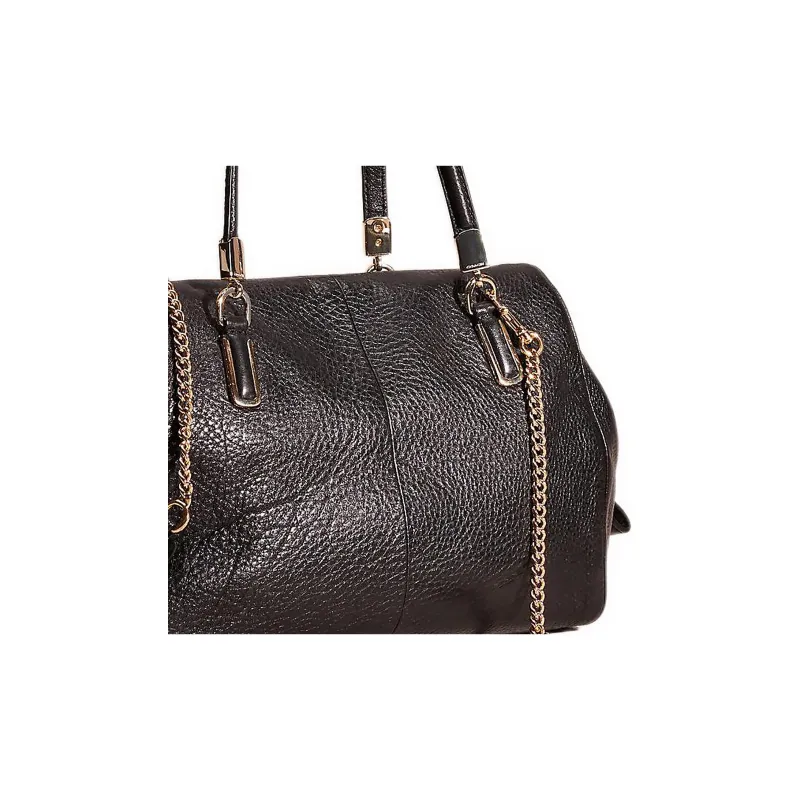 COACH Madison Leather Shoulder Bag Large Size Women's Black-3