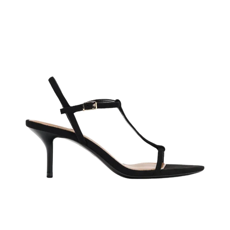 ZARA Strap Sandals 8cm Women's Black-1