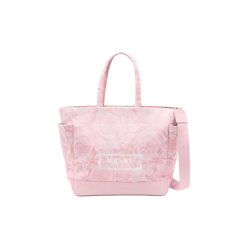 VERSACE JEANS Leather With Polyamide And Cotton Diaper Bag Handbag Women's Pink