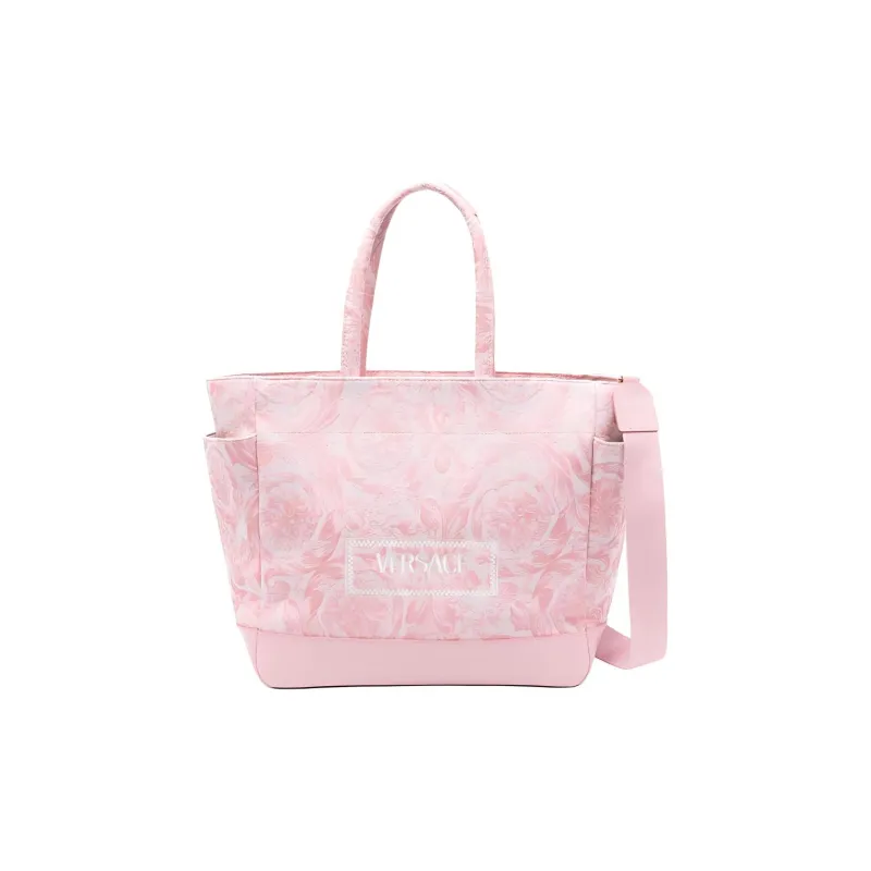 VERSACE JEANS Leather With Polyamide And Cotton Diaper Bag Handbag Women's Pink-0