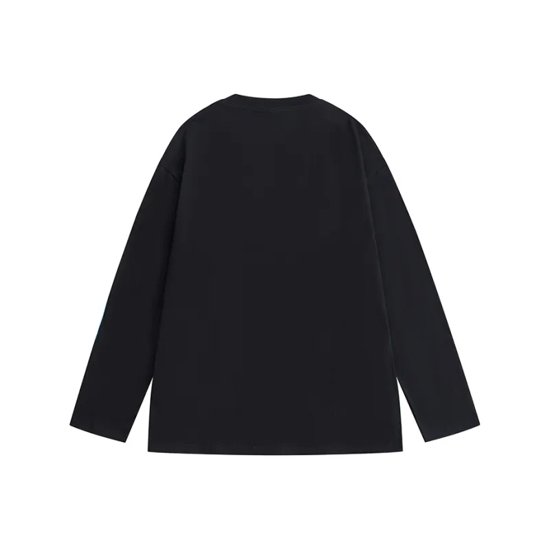 ONE PIECE Casual Students Long Sleeved T Shirt Men's Solid Color Basic-5