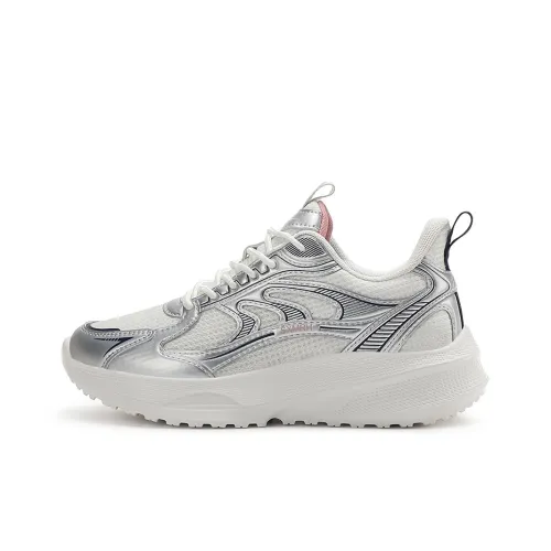 Binary Cushioning Rebound Height Increasing Lightweight Breathable Slip Resistant Low Top Running Shoes Women's Silver