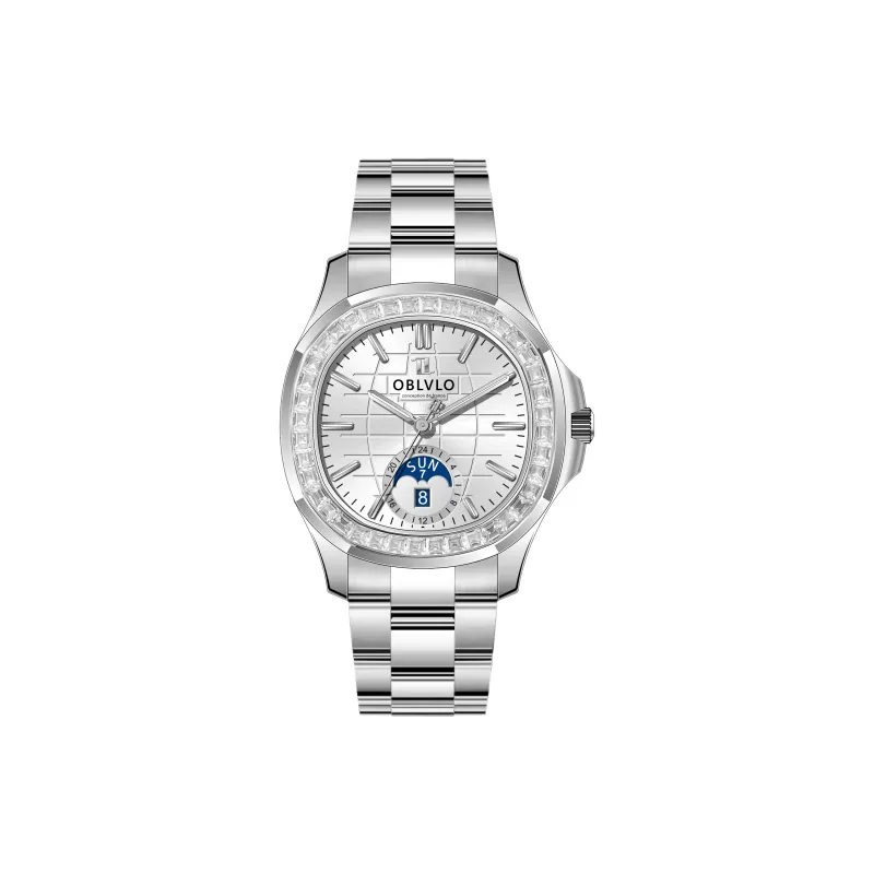 OBLVLO Automatic Mechanical Movement Watch Men's Watches Blue Dial-4
