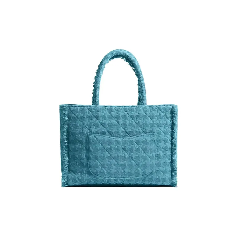 CHANEL Woolen Tote Bag, Shopping Bag, Handbag Women's Turquoises-1