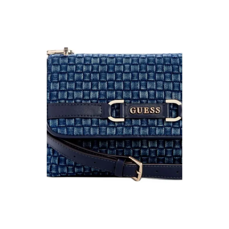 GUESS Denim Artificial Leather Shoulder Bag Crossbody Bag Unisex Blue-4