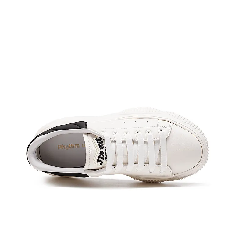 RHYTHM OF JOY Low Top Skateboard Shoes Men's White Black-2