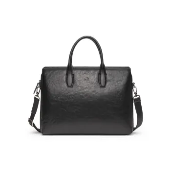 Chrisdien Deny Cow Leather Briefcase Medium Size Men's Black
