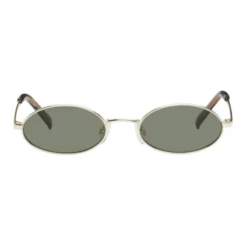 Le Specs Acetate Rubber Metal Oval Sunglasses Women's Gold