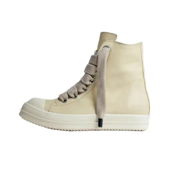 RICK OWENS/RO Jumbo Laces High Top Skateboard Shoes Men's Beige