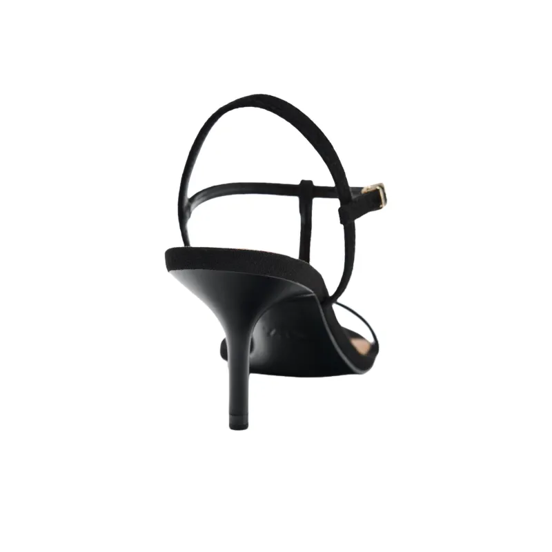 ZARA Strap Sandals 8cm Women's Black-4