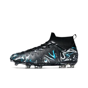 Binary FG Rubber Long Studs Cushioning, Slip Resistant, And Abrasion Resistant Soccer Shoes Unisex Black Moon White