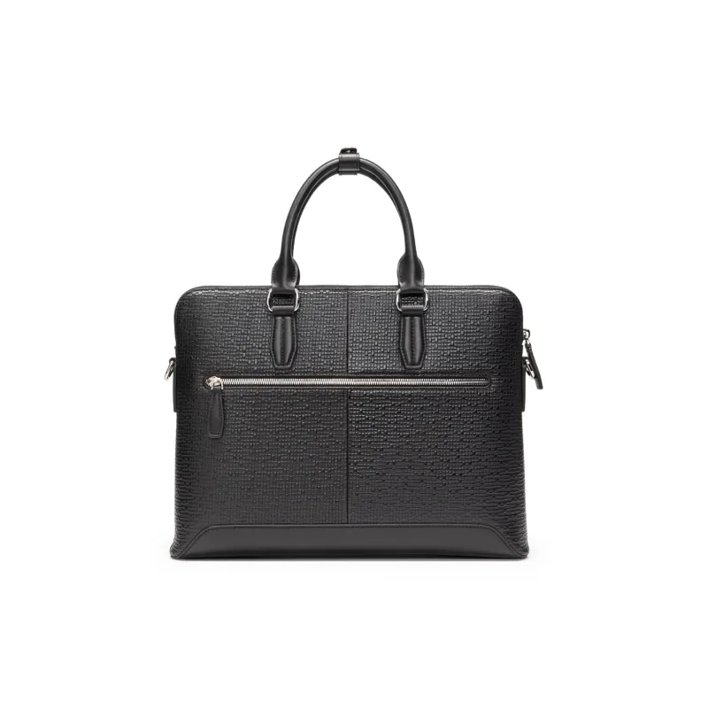 Chrisdien Deny Cow Leather Briefcase Men's Black-1