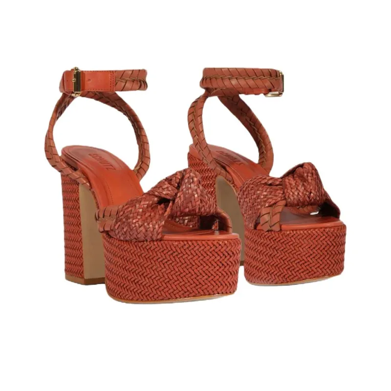 Schutz Khari One Strap Sandals 12cm Women's Orange-2