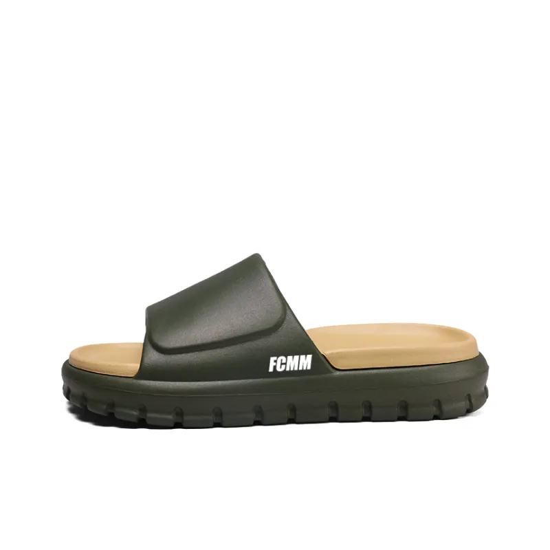 FCMM Slide Slippers Unisex Khaki Brown/Black White/Pure Black/Military Green Apricot-0