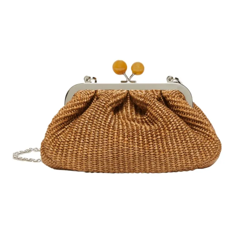WEEKEND MaxMara Pasticcino Cotton One Shoulder Clutch Trumpets Women's Tobacco-1