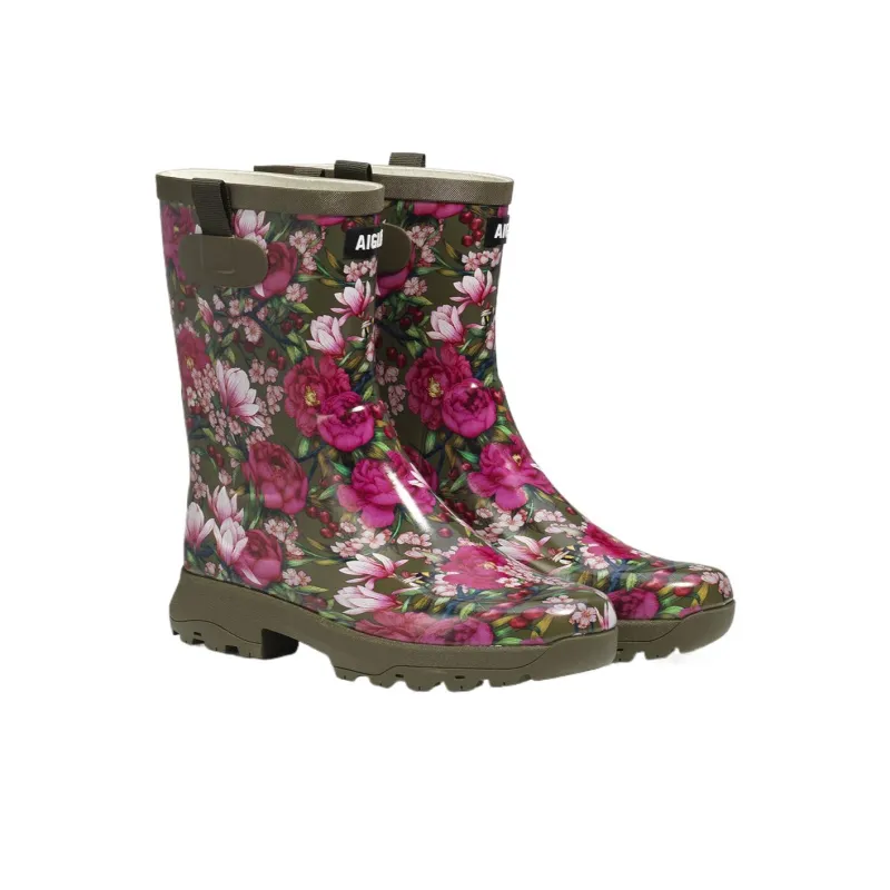 AIGLE ALYA PRINT Short Mid Calf Outdoor Boots Women's Green-2