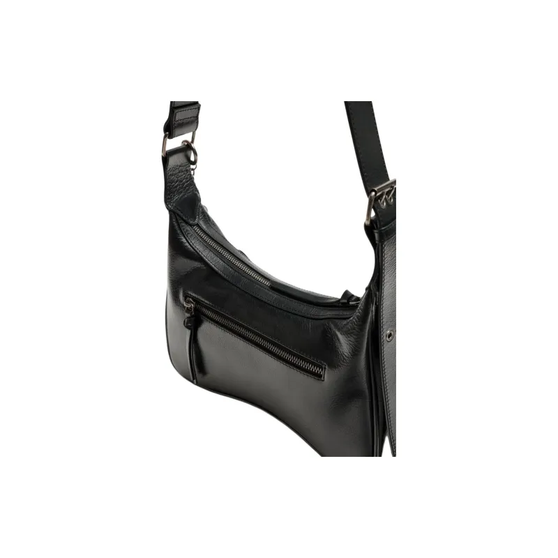 ZARA ANDERSSON BELL Man With Cow Leather And PU Crossbody Bag, Shoulder Bag Regular Women's Black & Red-2