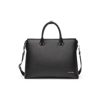 Chrisdien Deny Cow Leather Portable Briefcase Men's Black