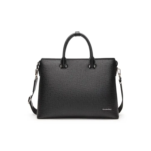 Chrisdien Deny Cow Leather Portable Briefcase Men's Black