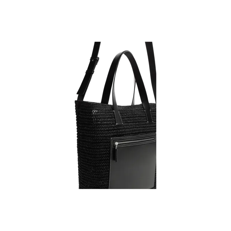ZARA Cellulose Material Tote Bag, Shopping Bag, Shoulder Bag, Handbag Regular Men's Black-3