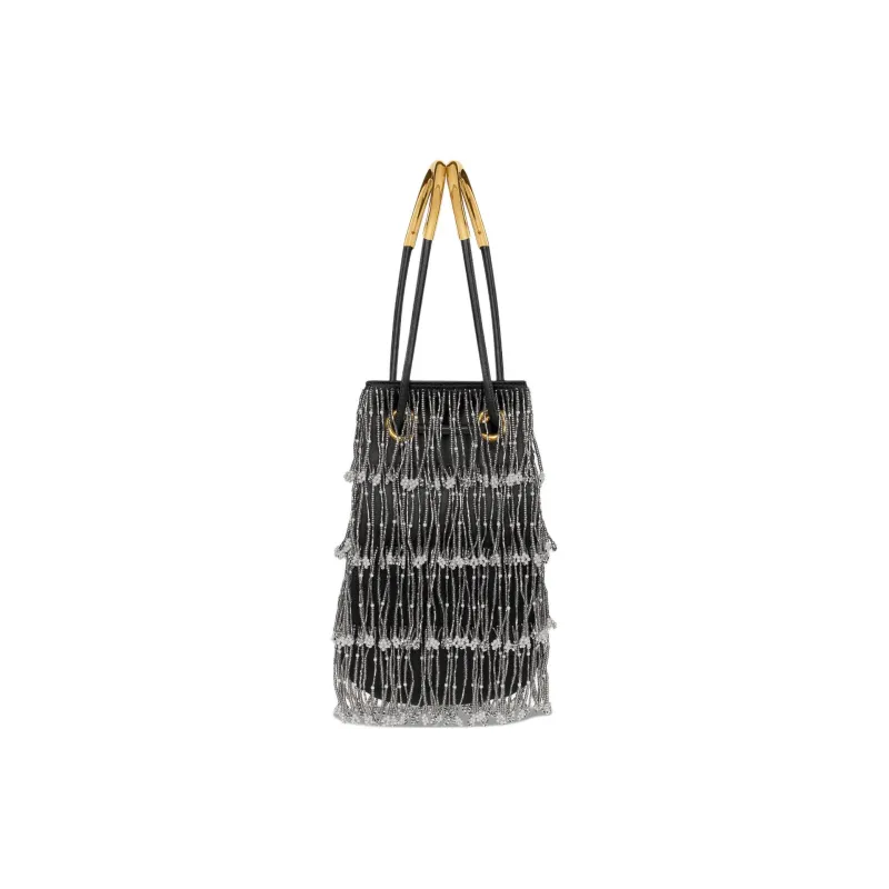 DIOR Silk Bucket Bag Handbag Mini Women's Black-3