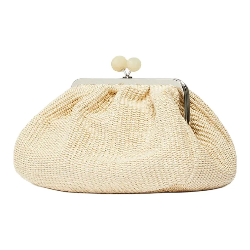 WEEKEND MaxMara Cotton Clutch Medium Size Women's Beige Yellow-2