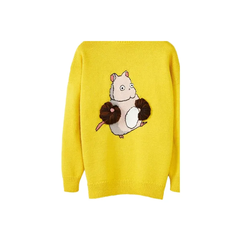 LOEWE QIANYUQIANXUN SS22 Loose Fit Sweater Women's Yellow-4