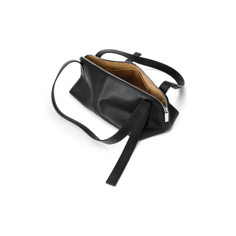 TAD FAB Cow Leather Tote Bag, Shoulder Bag Medium Size Unisex White/Black-1