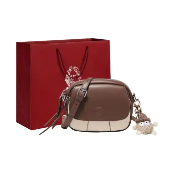 Old Man's Head Cow Leather Shoulder Bag, Crossbody Bag Women's Ecru