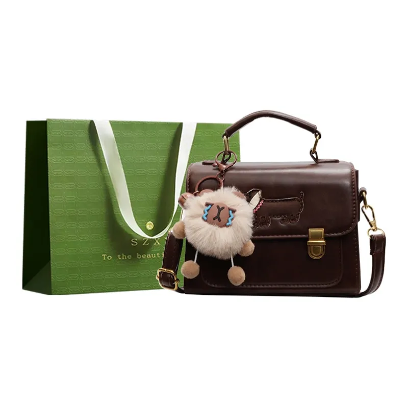 Three Ducklings PU Handbag Women's Ecru/Black/Dark Brown/Coffee-4