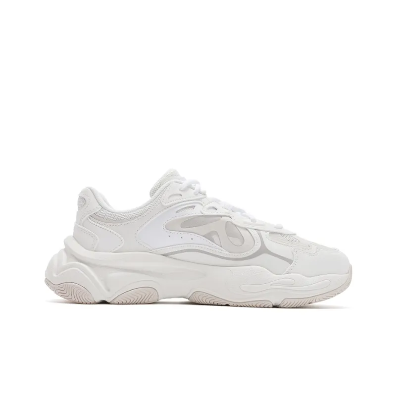 FILA Mars 4 Mars Shoes Slip Resistant, Abrasion Resistant, Breathable Low Top Casual Shoes Women's White Gray-1