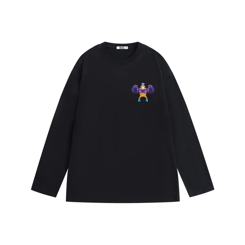 ONE PIECE Casual Students Long Sleeved T Shirt Men's Solid Color Basic-4