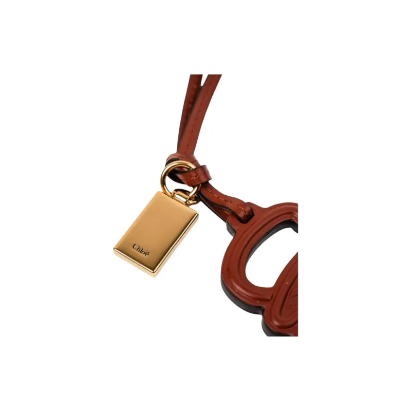 Chloe Calfskin, Cow Leather, Leather Pendants Unisex Tan-2