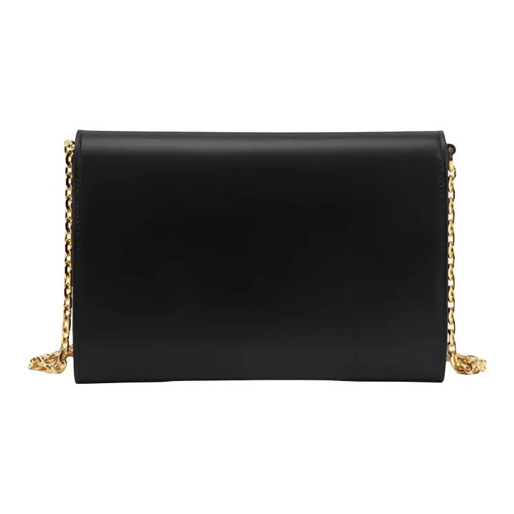 Lanvin Cow Leather Shoulder Bag Small Size Women's Black-3