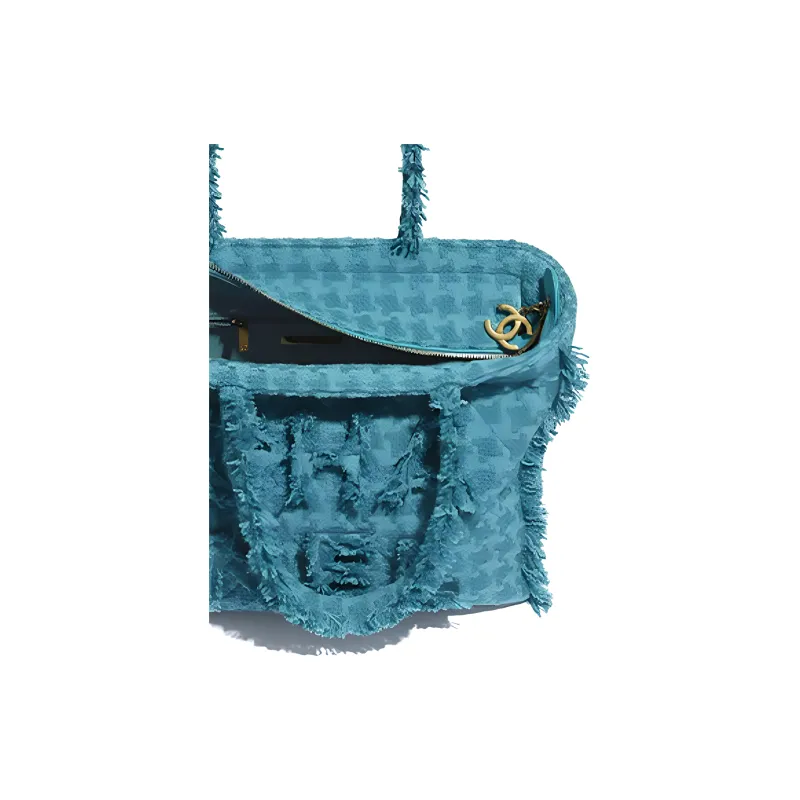 CHANEL Woolen Tote Bag, Shopping Bag, Handbag Women's Turquoises-4