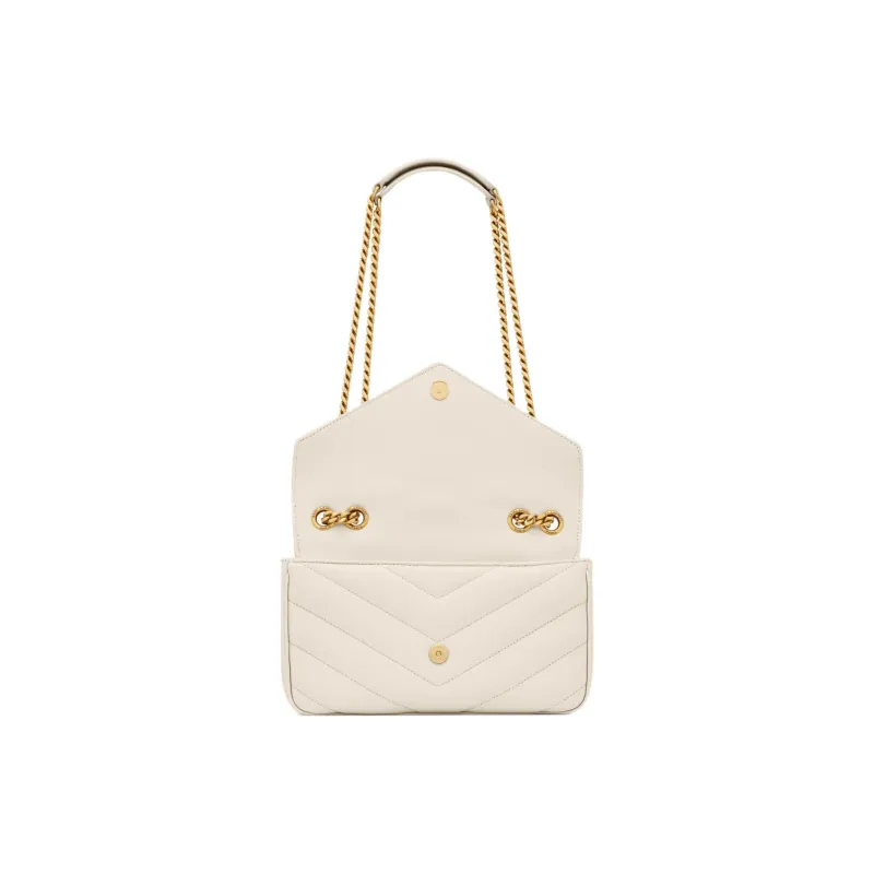 SAINT LAURENT LOULOU Sheepskin Shoulder Bag Small Size Women's Ecru-4