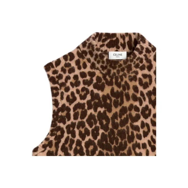 CELINE Turtleneck Sweater In Leopard Cashmere-2