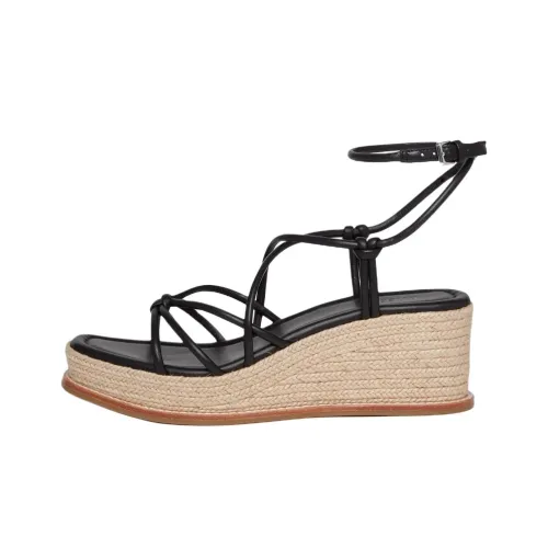 PAIGE Julia Wedge Strap Sandals 6.5cm Women's Black